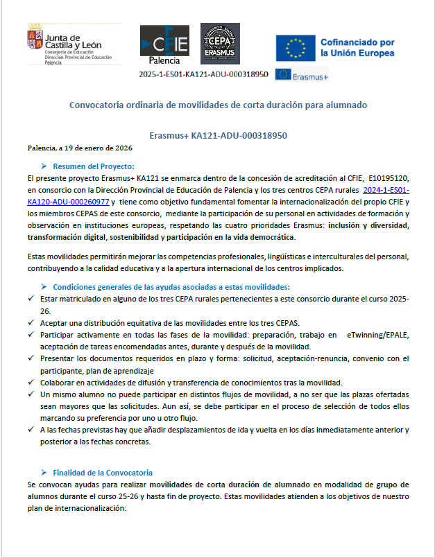 convocatoria alumnado E+